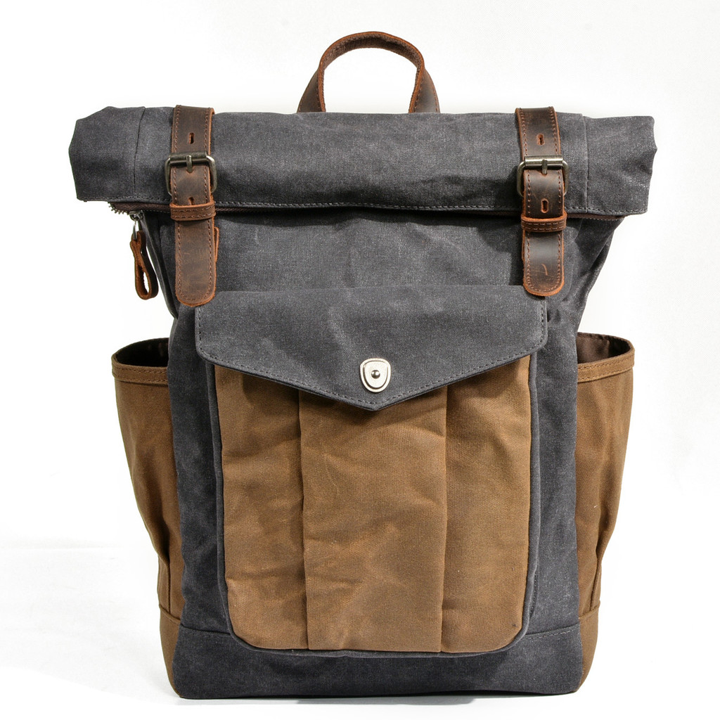 Europeu americano Retro mochila das mulheres dos homens mochila cera de óleo lona viagem saco do computador esportes ao 