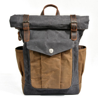Europeu americano Retro mochila das mulheres dos homens mochila cera de óleo lona viagem saco do computador esportes ao 