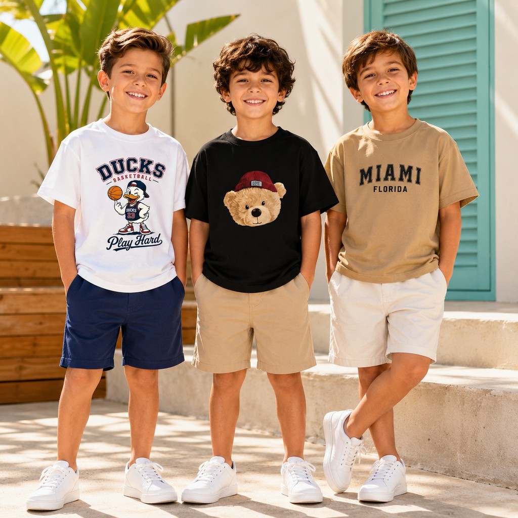 Kit 3 Camisetas Infantil Masculina 100% Algodão Estampadas Premium Confortáveis Manga Curta