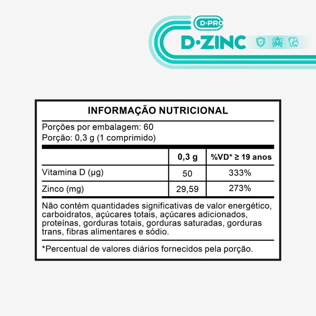 Vitamina D 2.000UI + Zinco 30mg com 60 Unidades - D.Zinc — imagem 2 de 2