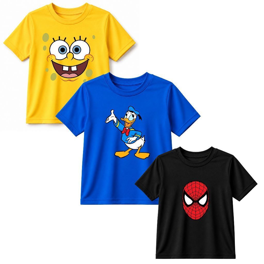 Kit 3 Camisetas Infantil Menina Menino Estampas SORTIDAS Algodão Casual