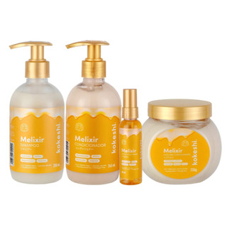 Kit Melixir Kokeshi Shampoo e Condicionado 250ml + Mascara 230g + Sérum Protetor Térmico 60ml - Hidratação Nutrição