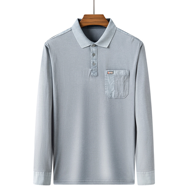 Camiseta masculina de manga comprida de meia-idade puro algodão pai primavera topo de meia-idade camiseta masculina idos