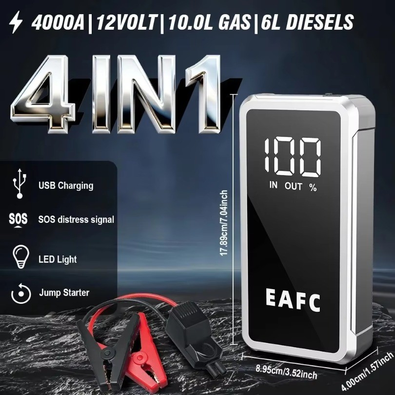 EAFC Arranque de carro de emergência quatro em um, com clipe inteligente, iluminação de fonte de alimentação de emergênc