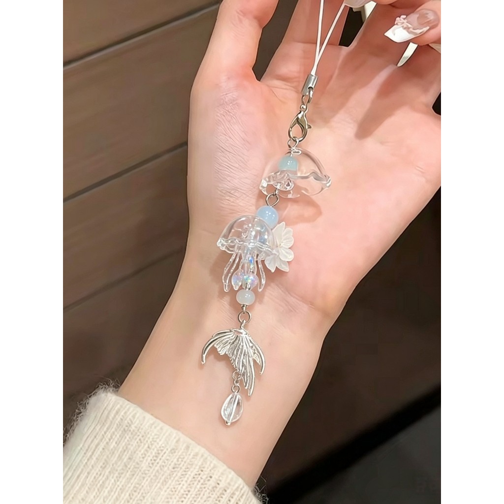 Sereia lágrimas vento carrilhão pingente ins alto valor saco de corrente do telefone móvel ornamentos chaveiro cordão ca