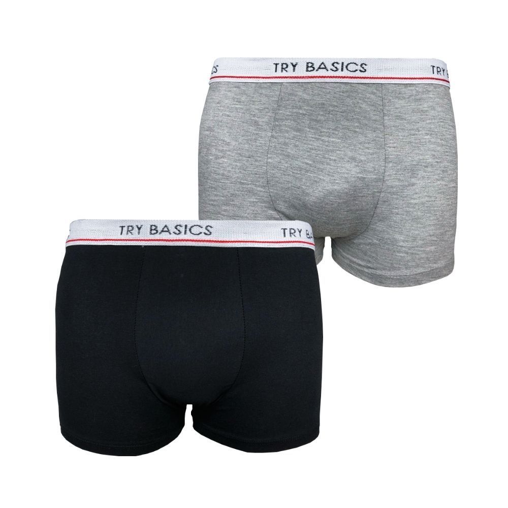 Kit 2 Cuecas Boxer Infantil Box Algodão Cotton Conforto Preta e Cinza Promoção