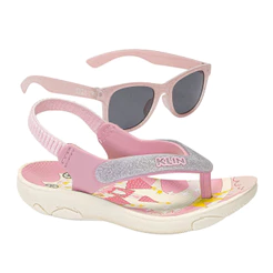 Sandália Chinelo Infantil Menina Klin Acqua Print Anatômico Leve com Elástico e Óculos