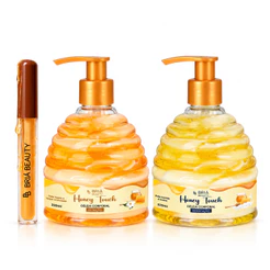 Kit Mel Completo Geléias ou Hidratantes ou Sabonetes Hidratação Nutrição + Gloss Golden Honey Briá