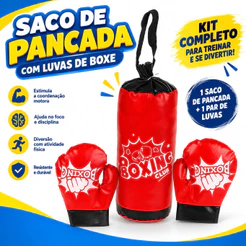 Kit Boxe Infantil Saco Pancada Luvas Brinquedo Esportivo Criança Treino