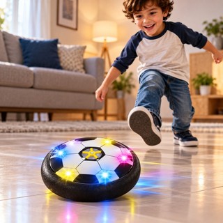 Disco de Futebol Flutuante com Luz LED 15cm – Bola Hover para Brincar em Casa Infantil