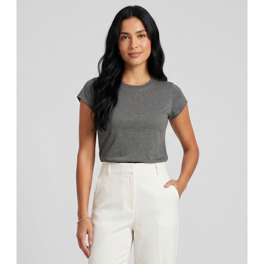 Blusa Feminina Básica Algodão Infinita Cor Cinza