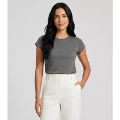Blusa Feminina Básica Algodão Infinita Cor Cinza