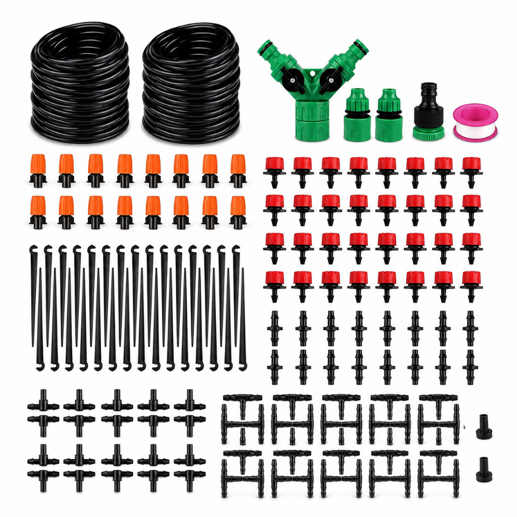 Kit 149 pcs Irrigação Gotejamento e Nebulização + 30m Tubo