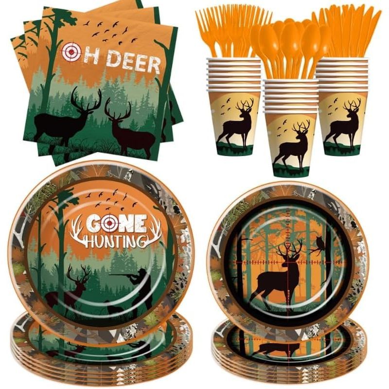 Talheres De Decoração De Festa Camuflada De Caça Para Chá De Bebê De Aniversário