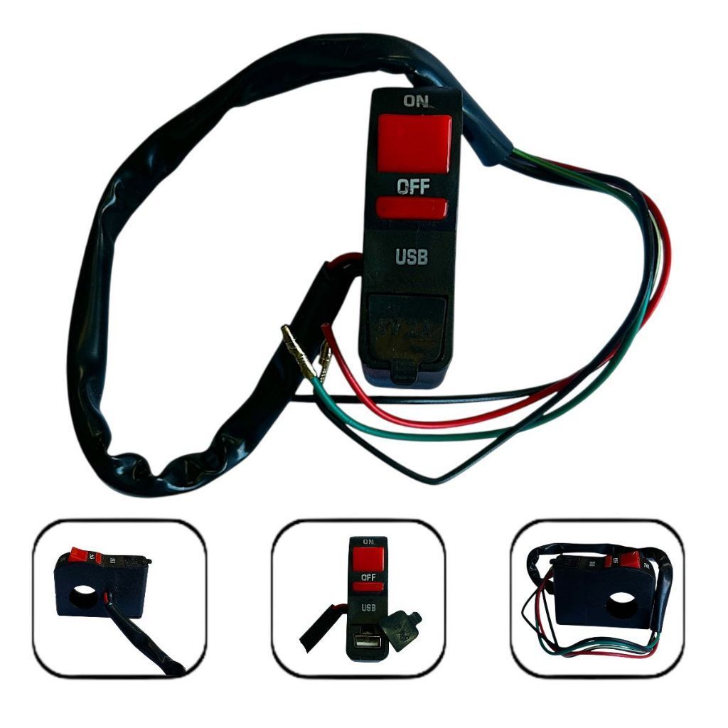 Interruptor Botão Com Entrada USB Moto Motocicleta Universal Completo
