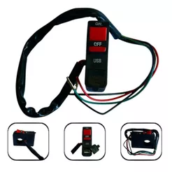 Interruptor Botão Com Entrada USB Moto Motocicleta Universal Completo