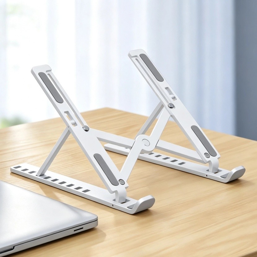 1 Conjuntos Suporte Para Notebook Ajustável Ergonômico Preto E Branco Dobrável Melhor Resfriamento Postura