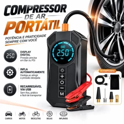 Bomba de Ar Portatil Compressor Inflator Multi-função 4 em 1 Auxiliar Partida Bateria Portátil Emergência Voltik