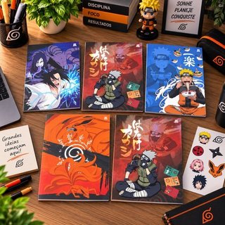 Caderno Naruto Shippuden 60 Folhas Figurinha Papel Multicolorido Animativa