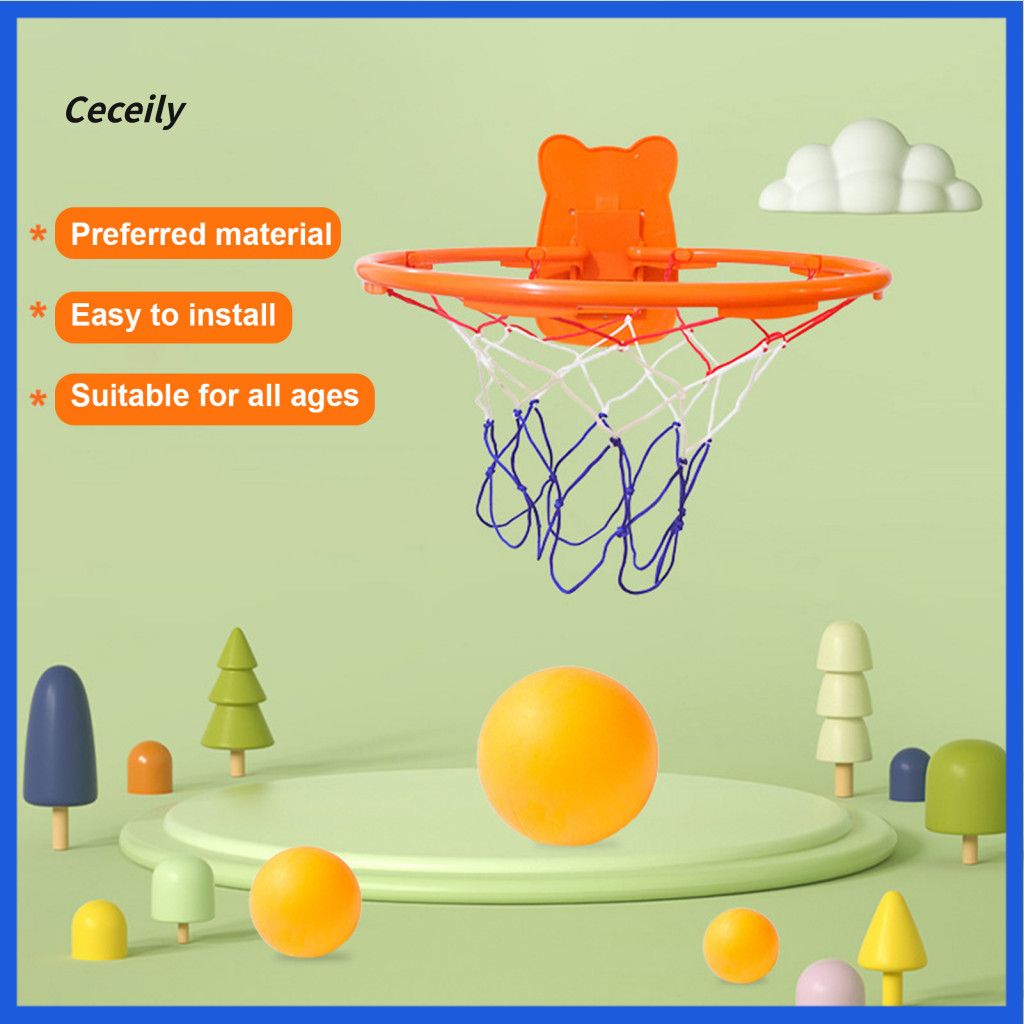 Elastic Plastic Hoop Adjustable Silent Basketball for Kids – Punch-free Wall Mounted Indoor Goal Quiet Dribbling Train