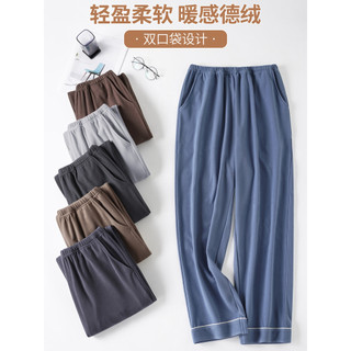 Daphne Calça de pijama masculina dupla face de lã alemã escovada calça comprida escovada espessada com autoaquecimento c
