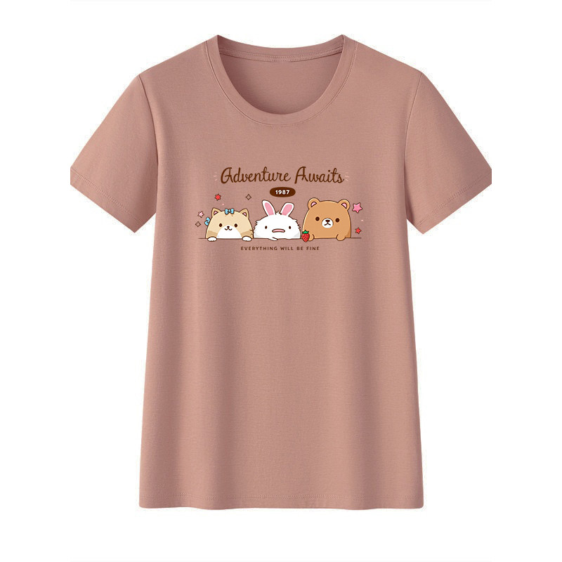 Gordura mm de manga curta feminina solta Casual All-Match tamanho grande puro algodão camiseta verão capa barriga estilo