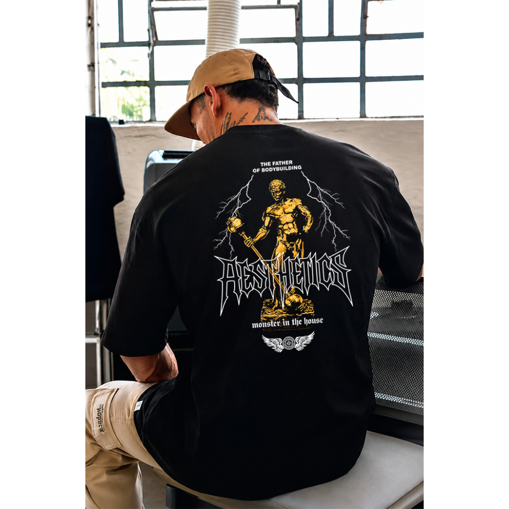 Camiseta Oversized Academia AESTHETICS Bodybuilding 100% algodão premium