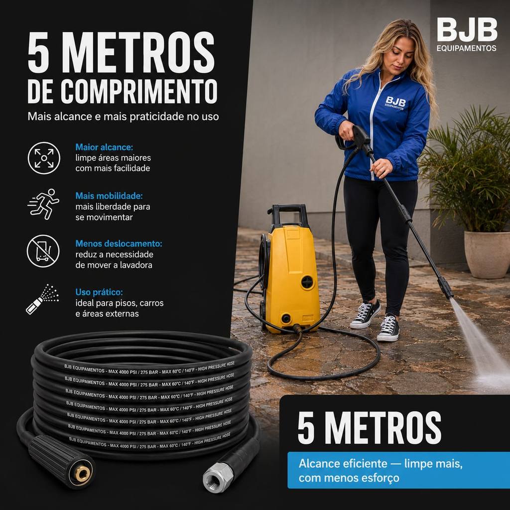 Mangueira Lavadora Alta Pressão P/ Wap Ousada Plus 2200, Atacama, Atacama Black - 5 Metros — imagem 2 de 2
