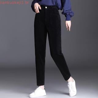 Inverno novo estilo Autlais marca desconto JJ cintura alta calças de cor sólida calças de veludo calças casuais feminina