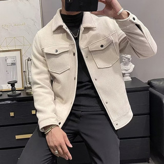 Jaqueta de lã quente com design moderno e elegante, masculina, solta, casual, versátil, charmosa, leve, madura, curta, c