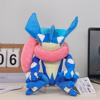 Bonecos de Pelúcia Pokémon X/Y Anime Greninja em Posição Sentada 23cm, Almofada de Abraço, Par de Animais Macios
