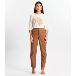 Calça Feminina Reta Courino Endless Marrom