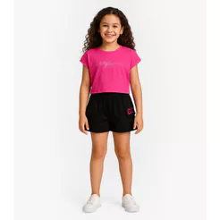 Conjunto Infantil Blusa Com Shorts Rovi Kids Rosa
