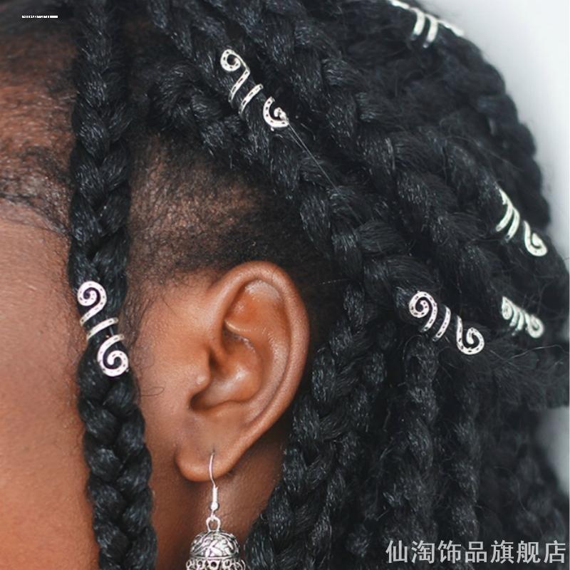 Acessórios de cabelo dourados e prateados, estilo Punk boêmio, trançado, anel de cabelo, fivela, trança suja, anel de ca