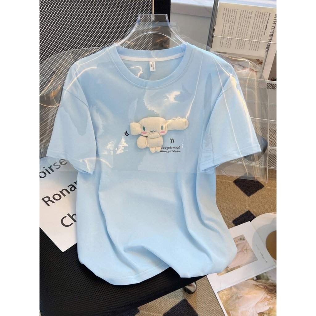 Meninas camiseta de manga curta 2026 verão novo estilo dos desenhos animados médio grande crianças soltas versão coreana