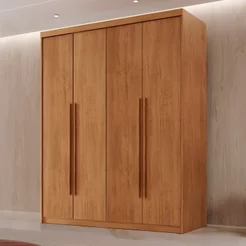 Guarda Roupa Solteiro 4 Portas 2 Gavetas MDF Veracruz Marrom/Marromle Naturalle