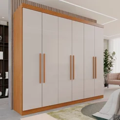 Guarda-Roupa Casal Casal 6 Portas 3 Gavetas Roma Espresso Móveis Marrom/Cinamomo/Off White Cinamomo/Off White