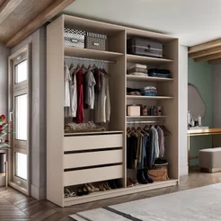 Closet Solteiro 100% MDF BP 159,5cm 3 Gavetas Monreale Bege Bege