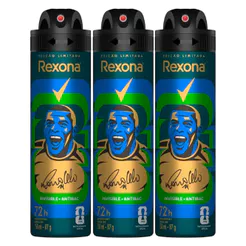 Kit Desodorante Aerosol Rexona Antibacterial+Invisible Men 150ml - 3 Unidades