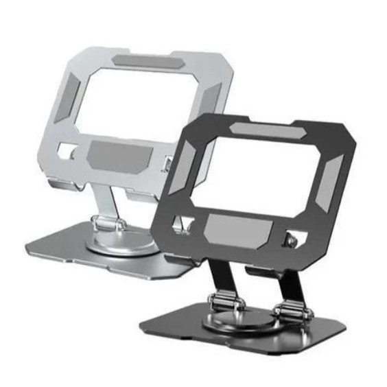 Suporte de Mesa para Celular e Tablet Liga de Alumínio, Giratório 360°, Ajustável e Dobrável