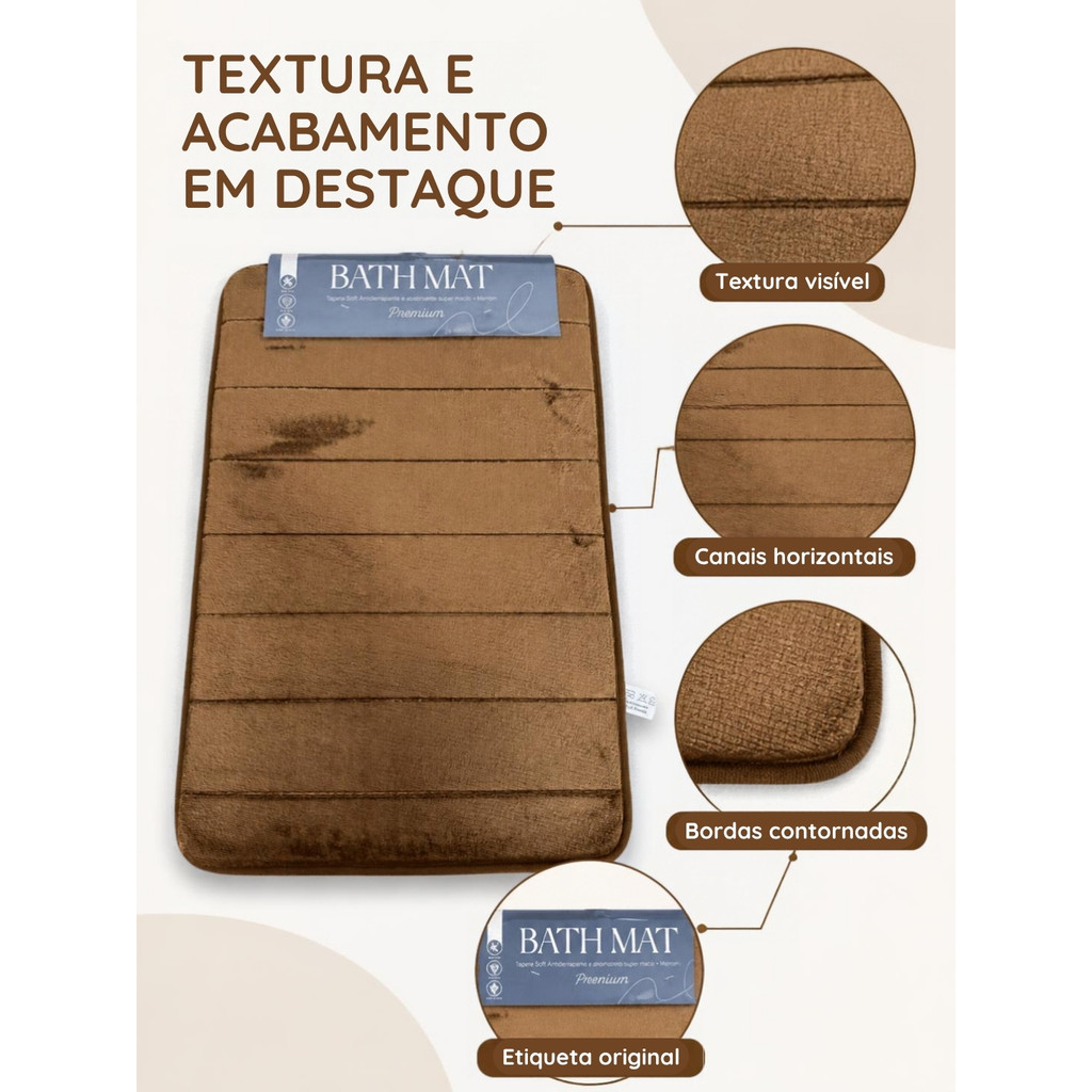 Tapete Veludo e Antiderrapante para Banheiro - Marrom