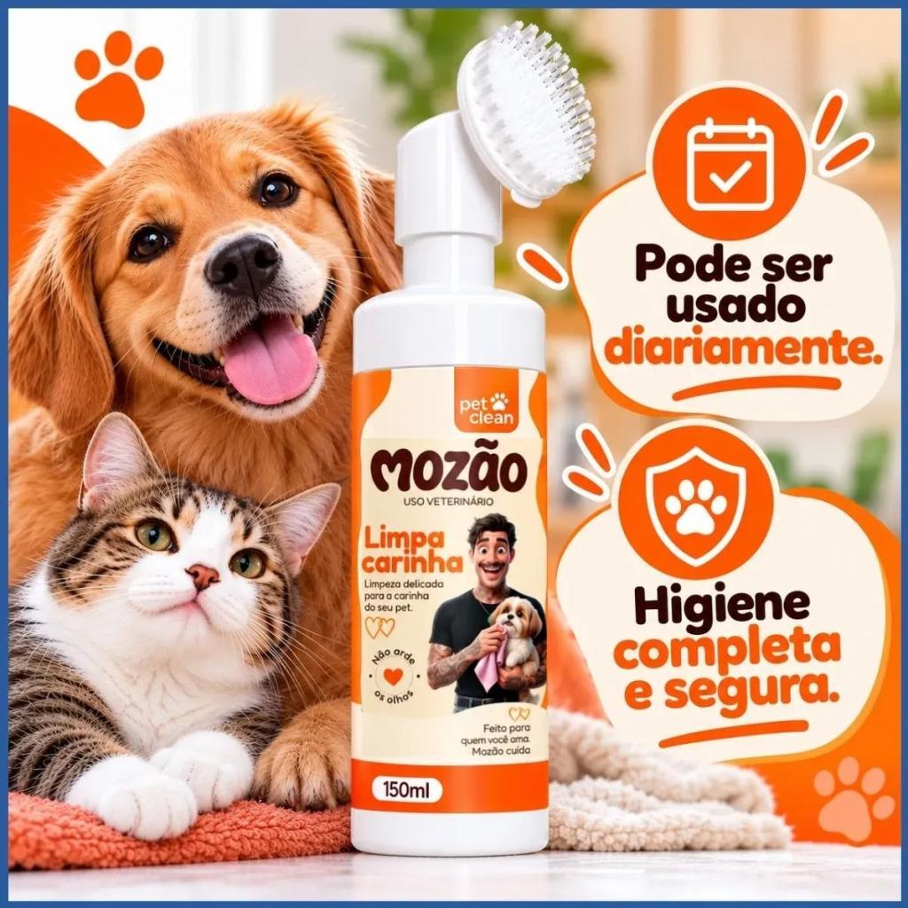 Espuma Limpa Carinha Lucas Lucco Cães/Gatos Mozão Pet Clean 150ml — imagem 2 de 2