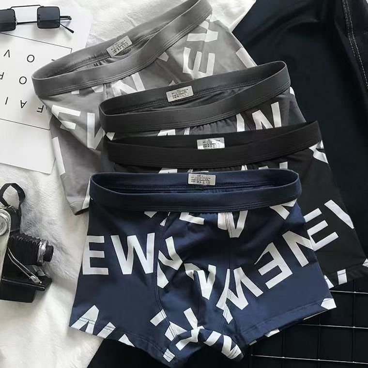 H HHR Cueca boxer masculina respirável na moda carta impressão estudante respirável confortável juventude boxer