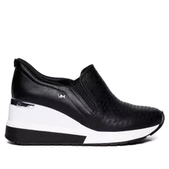 Tênis Feminino Via Marte Anabela Napa Preto/Prata