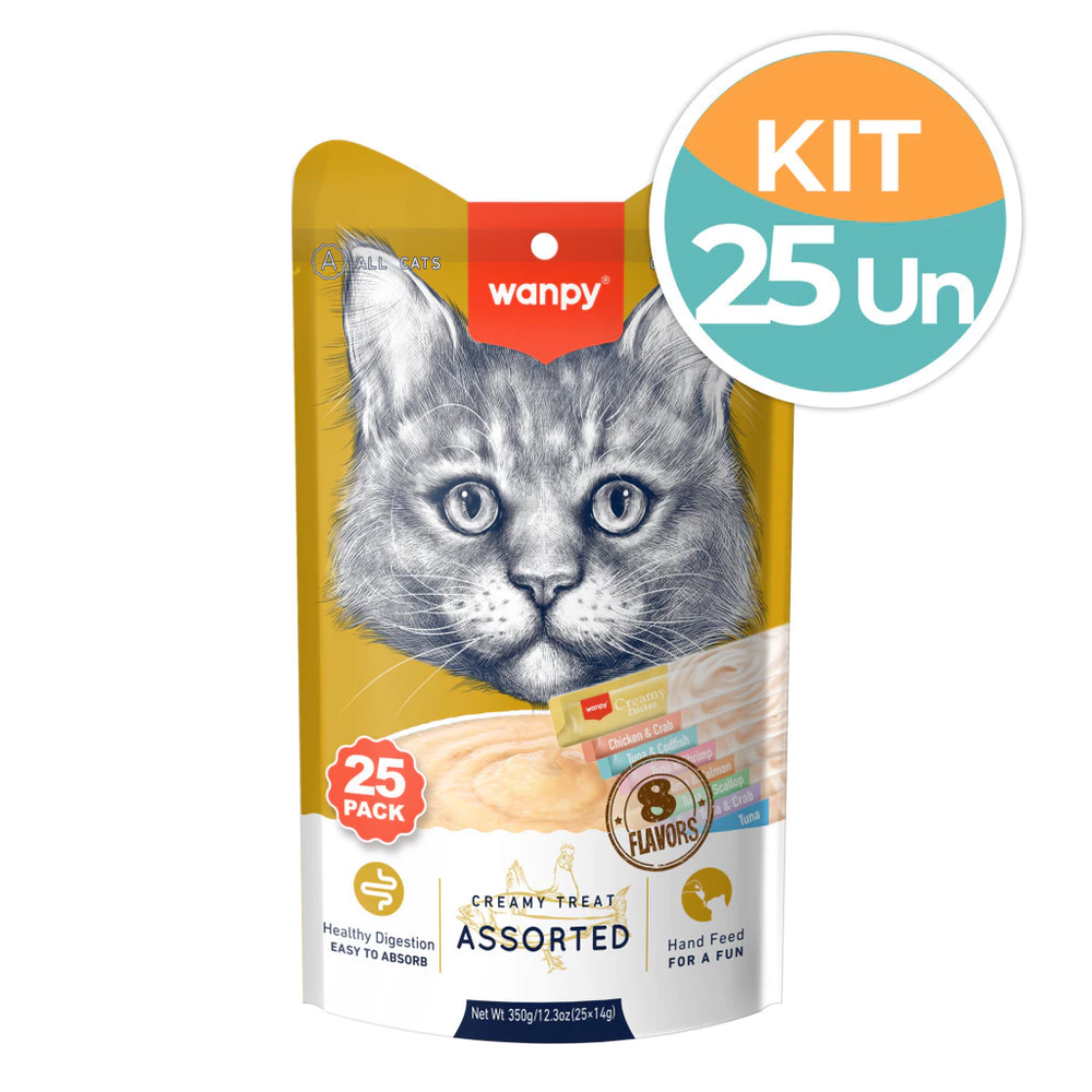 Petisco Wanpy Creamy Sortido Gatos 25x14g