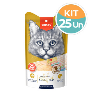 Petisco Wanpy Creamy Sortido Gatos 25x14g