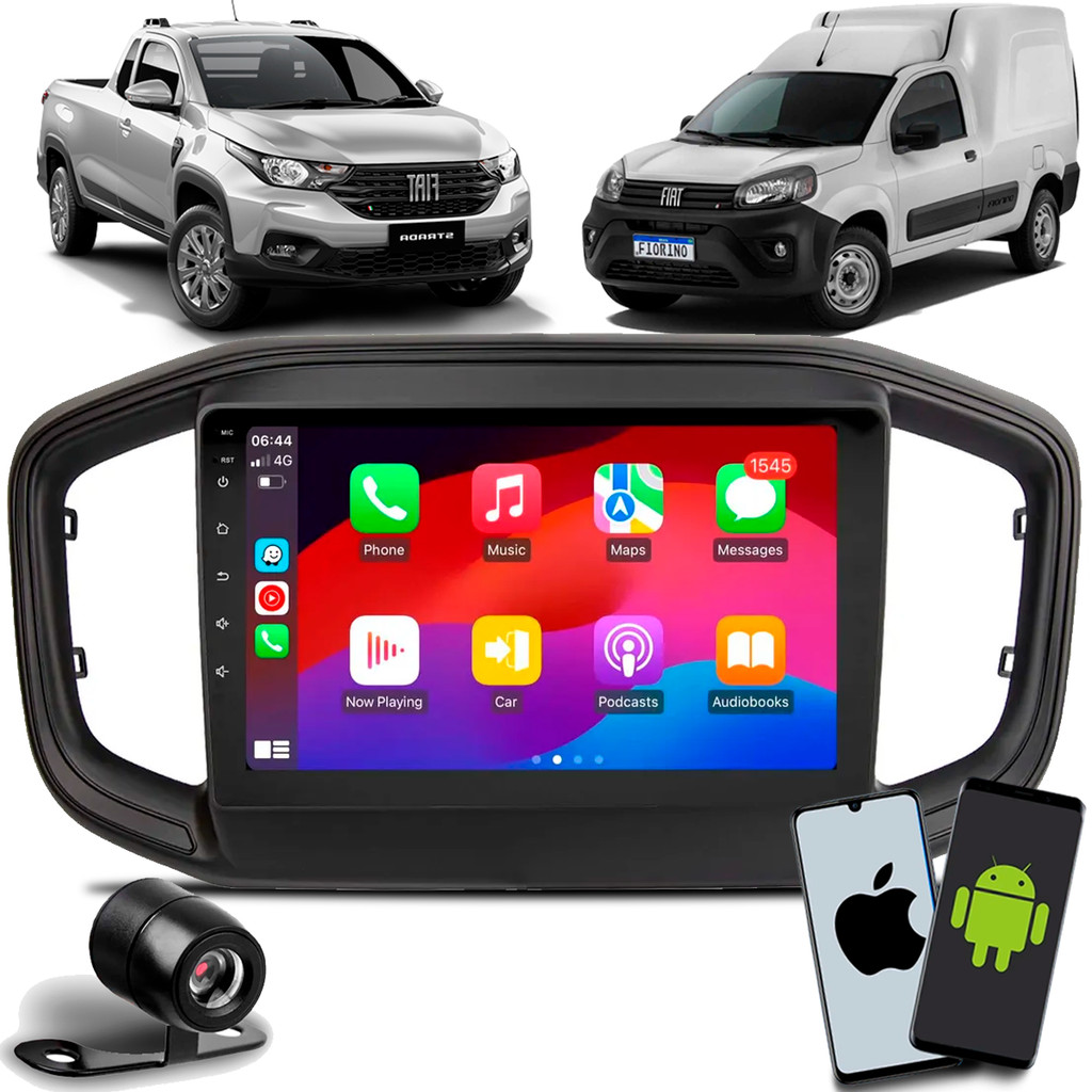 Central Multimídia 9 Polegadas Strada Fiorino 2021 à 2026 Com Carplay Android Auto Gps Sem Fio + Moldura + Câmera de Ré em Oferta na Shopee