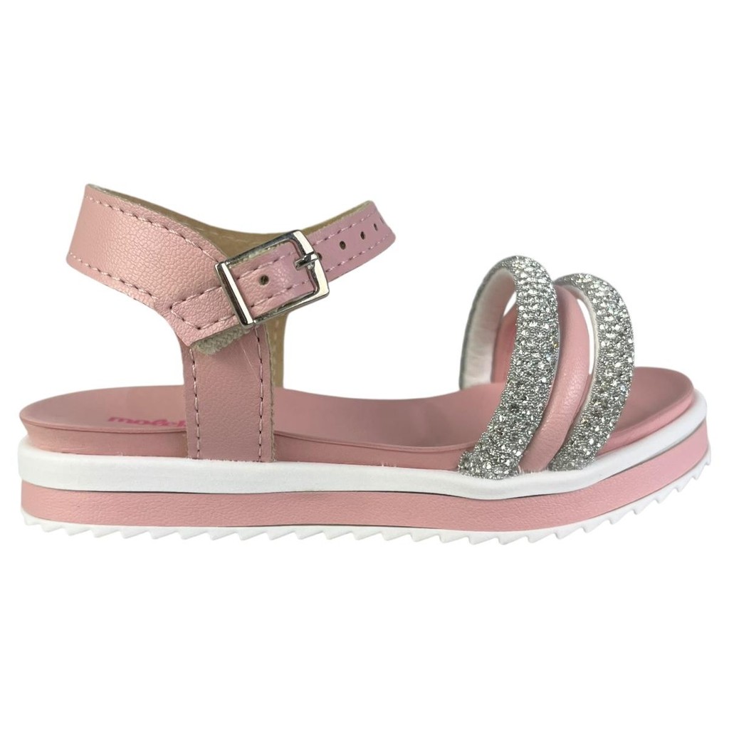 Sandália Papete Infantil Molekinha Menina Tiras com Brilho Confortável Leve Original