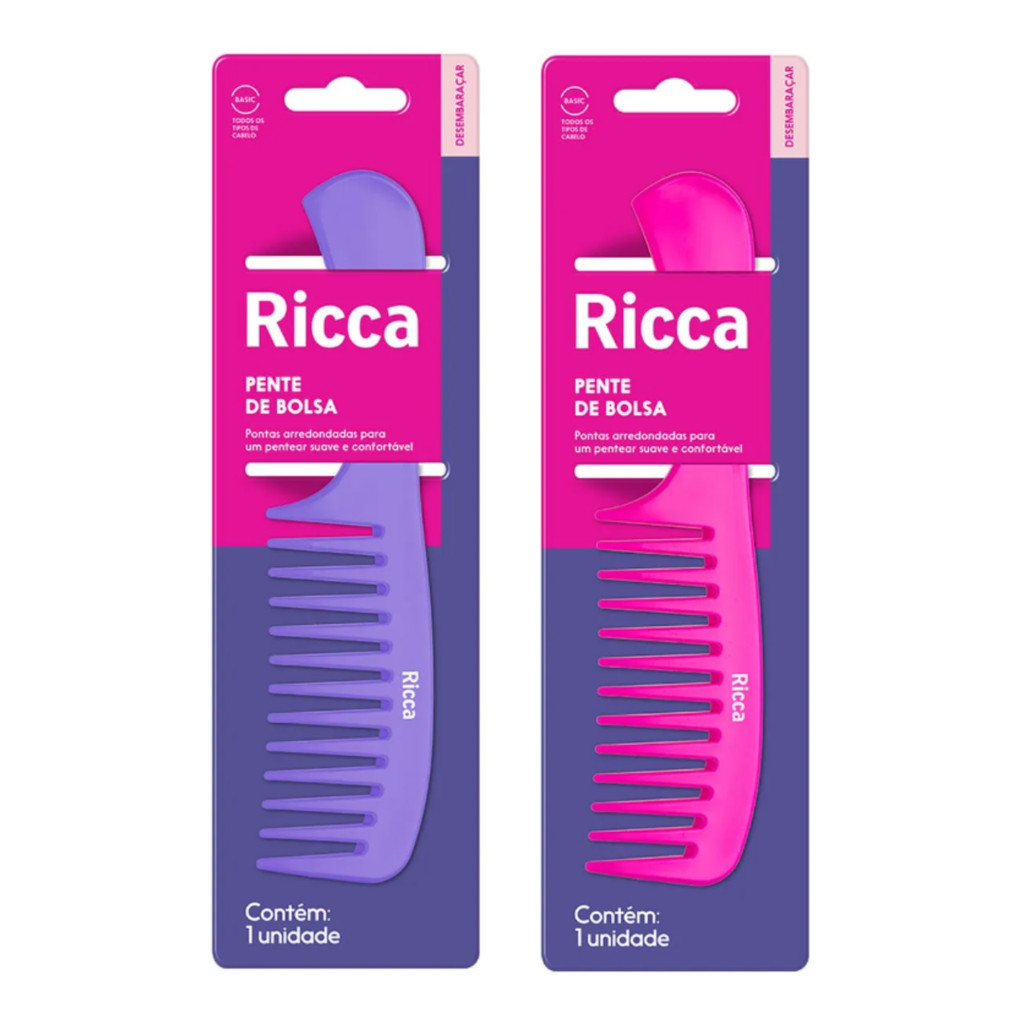 Ricca Pente Basic Bolsa Cor Sortida Ref 991 em Oferta na Shopee