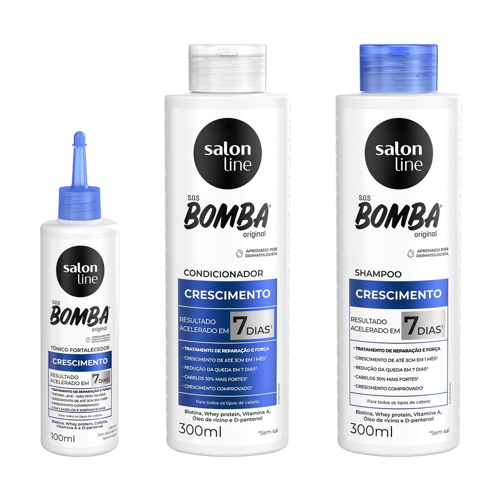 Tratamento para Crescer Cabelo Rápido S.O.S Bomba Original com Tônico Salon Line em Oferta na Shopee